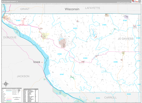 Jo Daviess County, IL Zip Code Map
